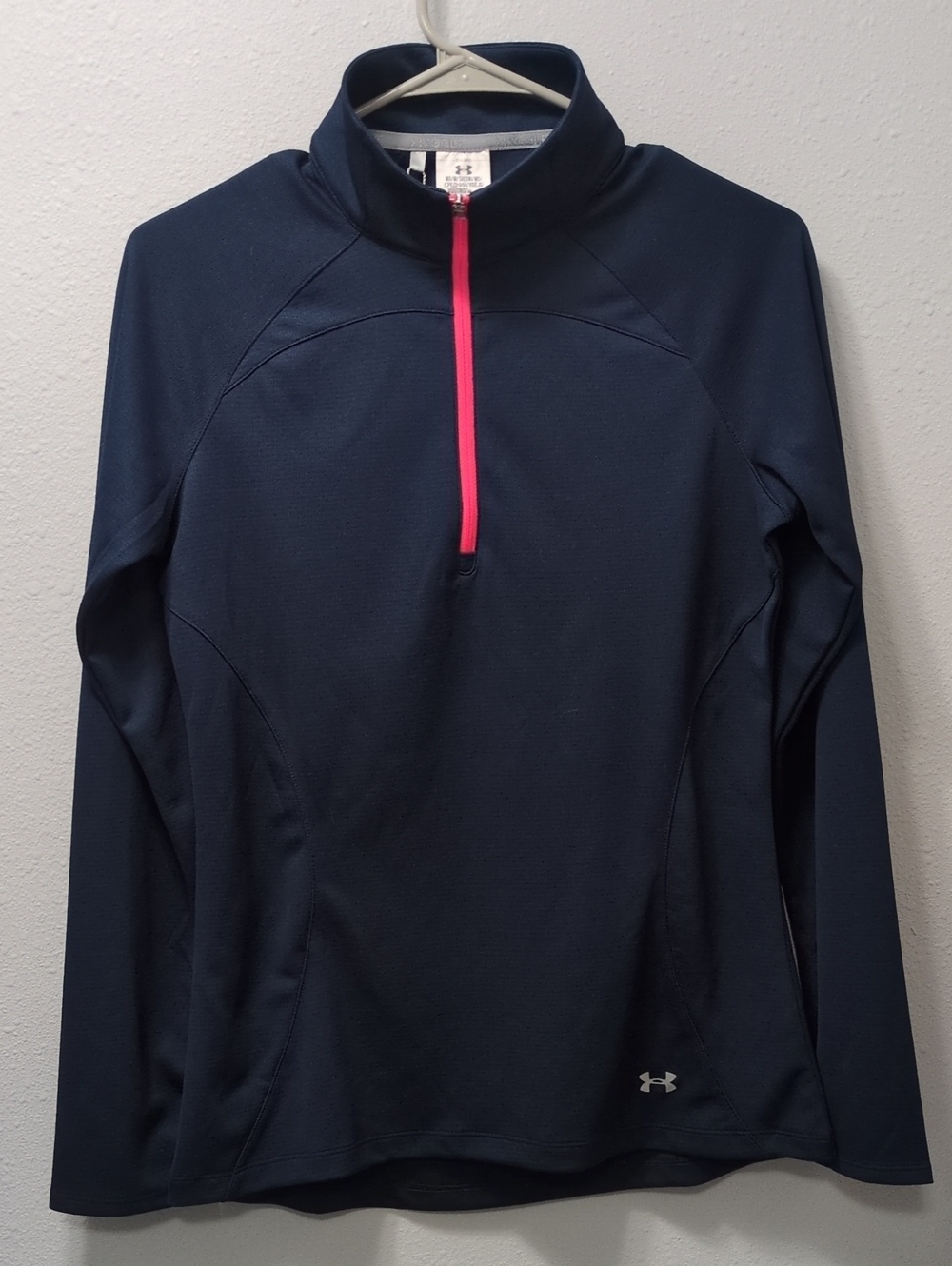 Under Armour Navy Long-Sleeve Golf Half-Zip Top with Pink Zip